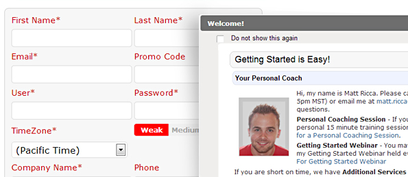 FireDrum Internet Marketing sign up form